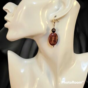 3/$30 HANDMADE Pearl Rhodochrosite Oval Dangle Hook Earrings